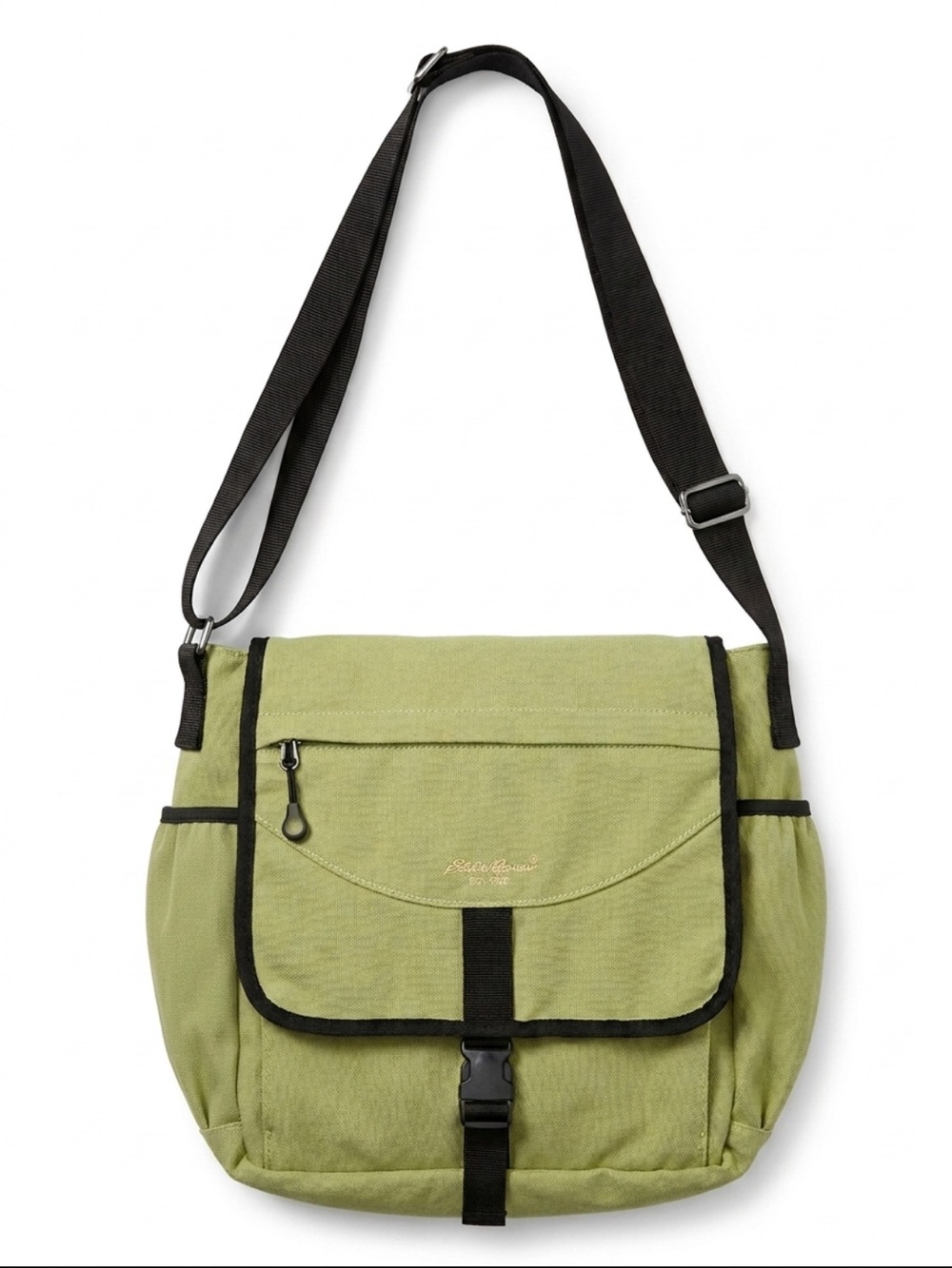 Eddie Bauer Crossbody in Celery Green Canvas, Adjustable Strap